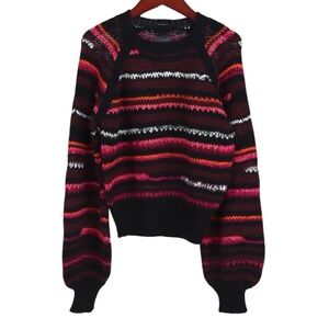 Mother Denim Alpaca Blend Bell Sleeve  Crop Sweater Burgundy Pink XS